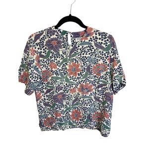 90's Vintage Douglass Short Sleeve Women's Pastel Floral 100% Silk Blouse M